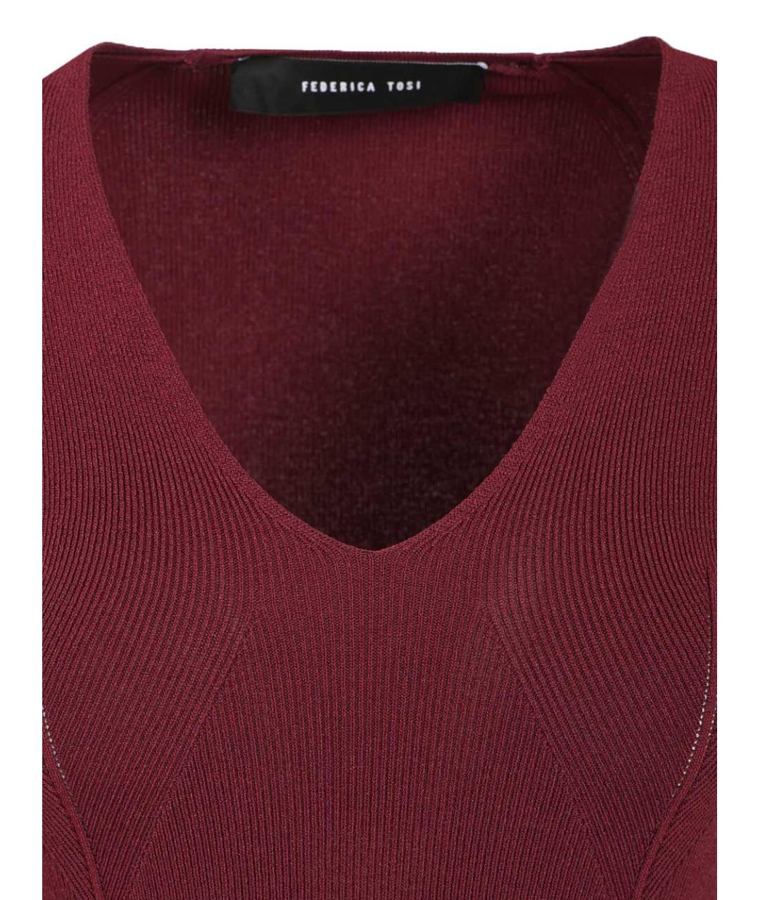 FEDERICA TOSI Бордовое вискозное платье, фото 4