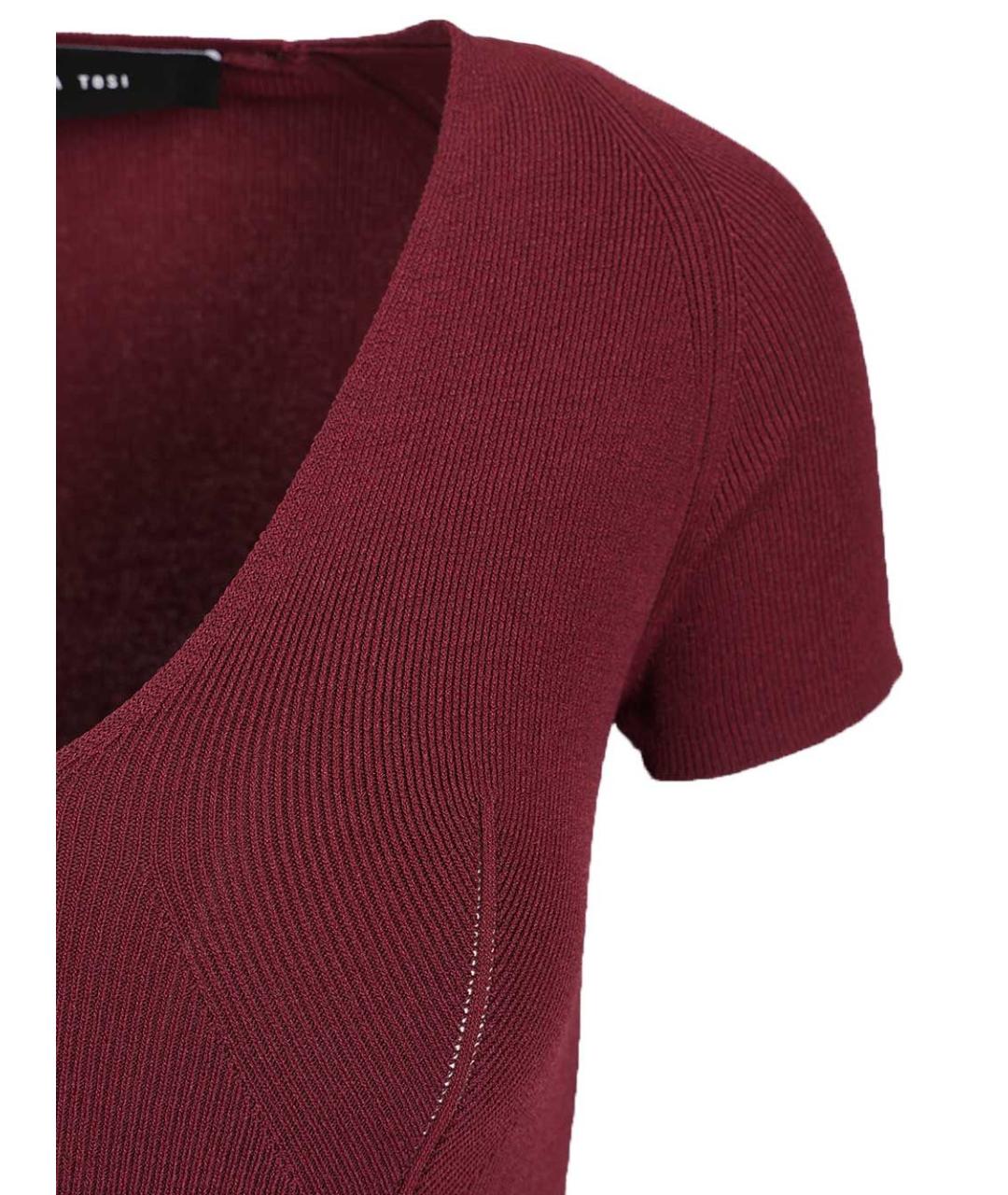 FEDERICA TOSI Бордовое вискозное платье, фото 5