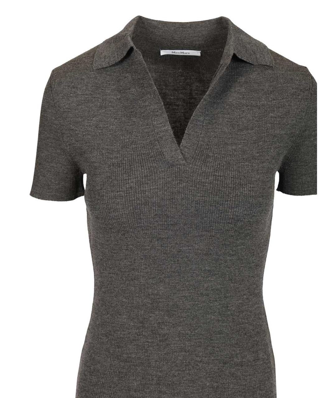 MAX MARA Серая шерстяная футболка, фото 3