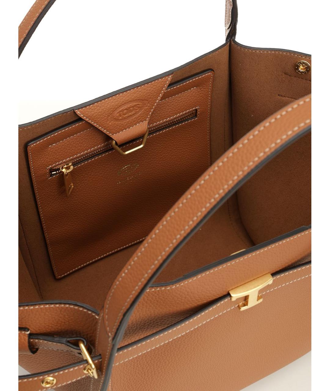 TOD'S Коричневая кожаная сумка тоут, фото 4