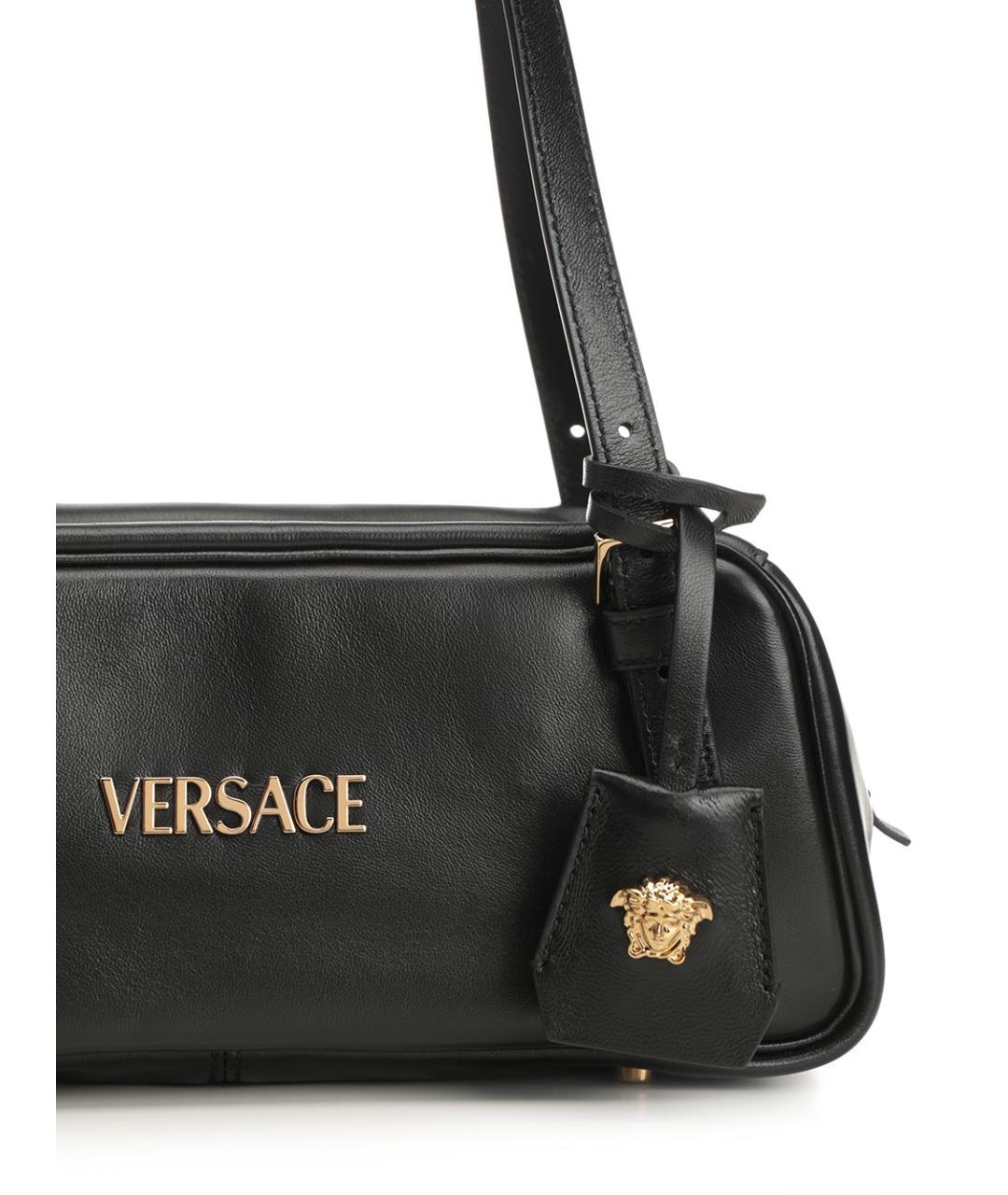 VERSACE Черная кожаная сумка через плечо, фото 5