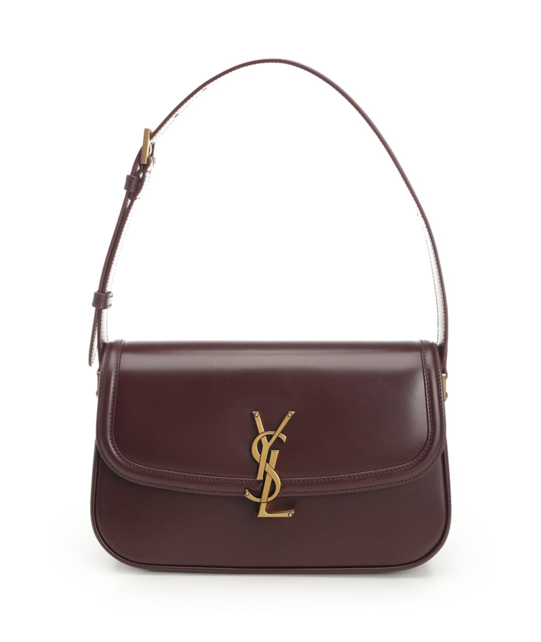 SAINT LAURENT Бордовая кожаная сумка через плечо, фото 1