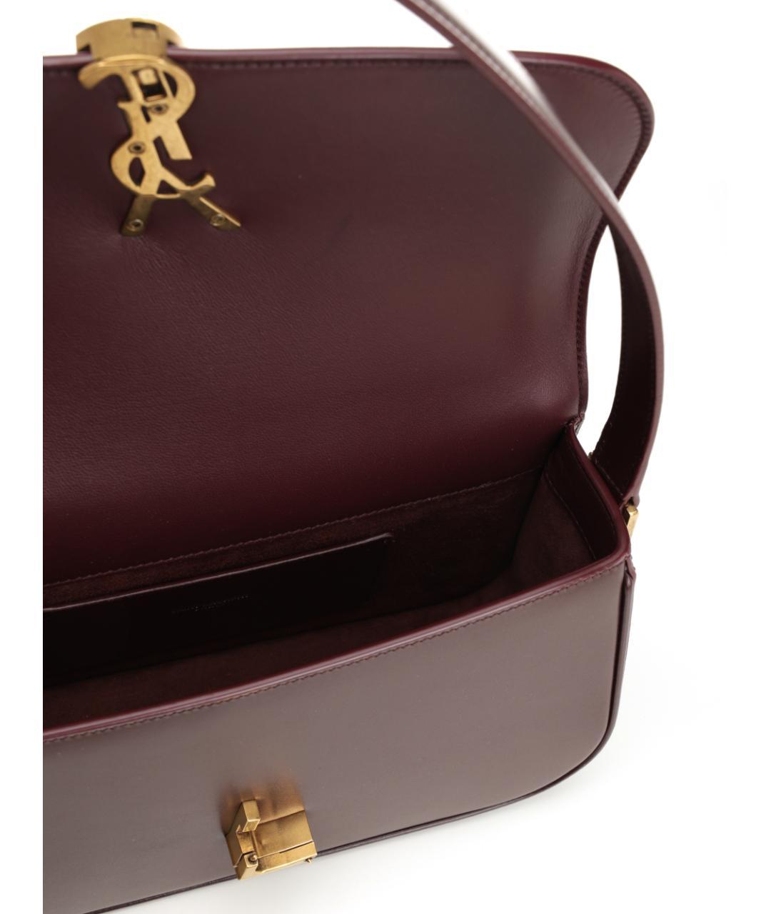 SAINT LAURENT Бордовая кожаная сумка через плечо, фото 4