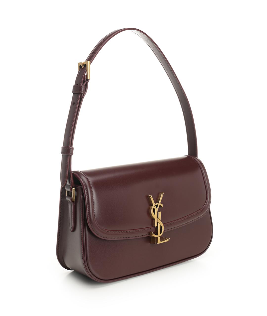 SAINT LAURENT Бордовая кожаная сумка через плечо, фото 2