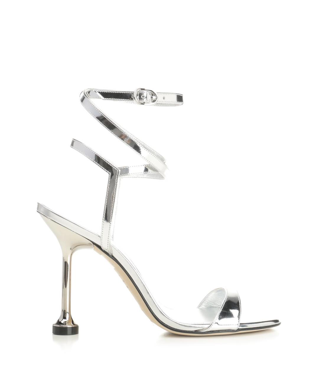 STUART WEITZMAN Серебряные кожаные босоножки, фото 1