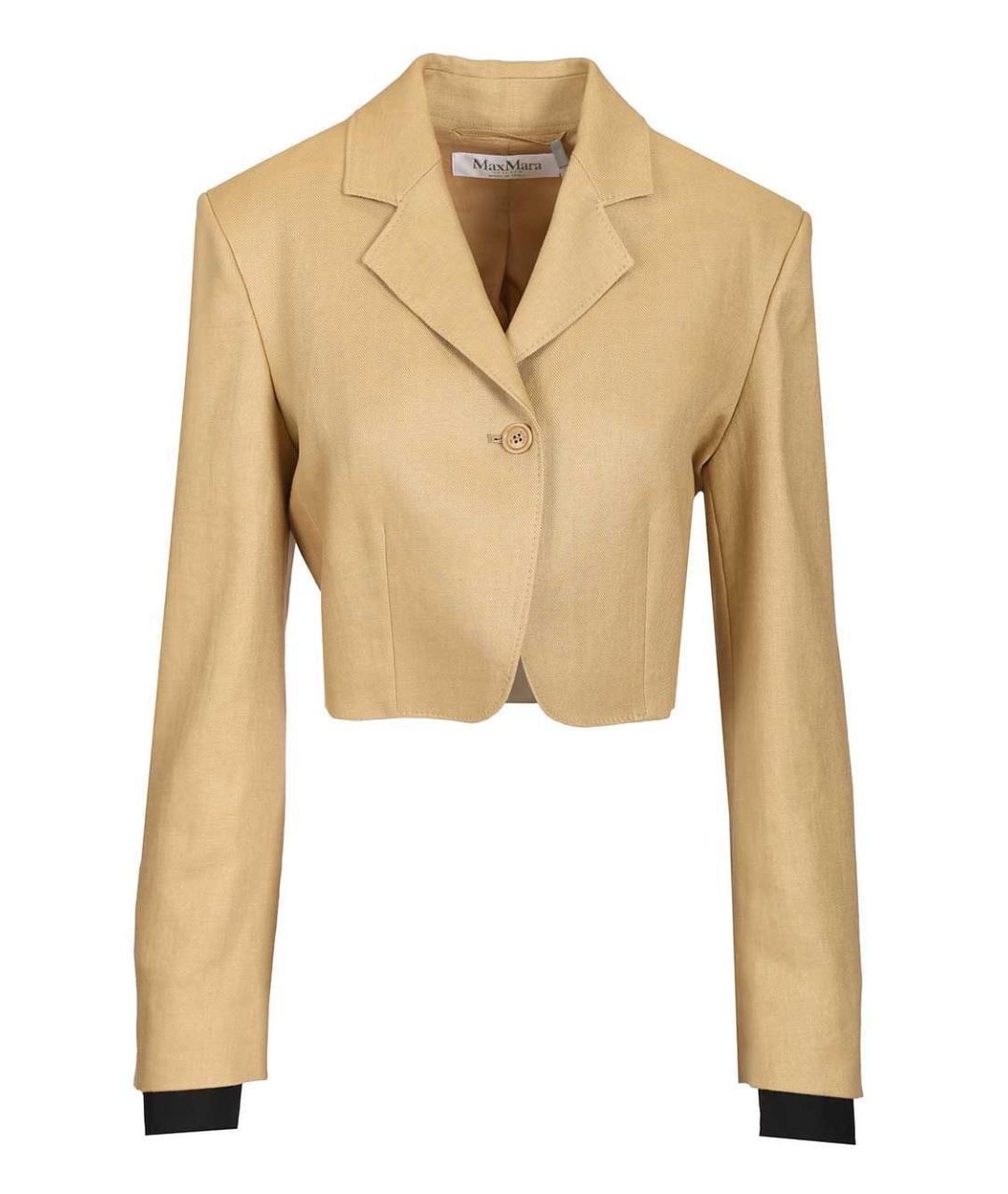 MAX MARA Бежевый льняной жакет/пиджак, фото 1