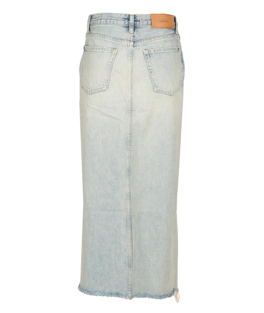 7 FOR ALL MANKIND Голубая хлопковая юбка миди, фото 2