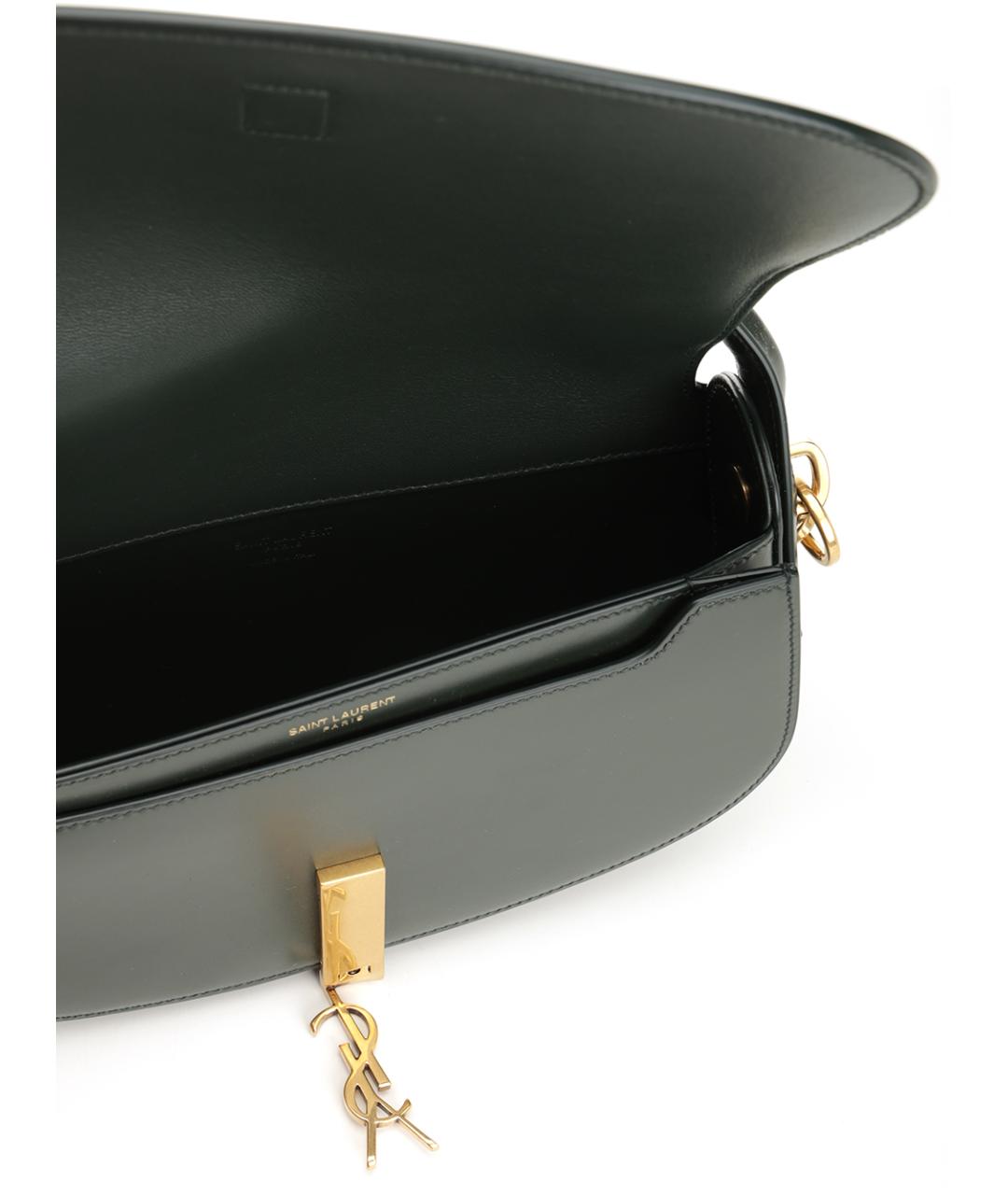 SAINT LAURENT Зеленая кожаная сумка через плечо, фото 4