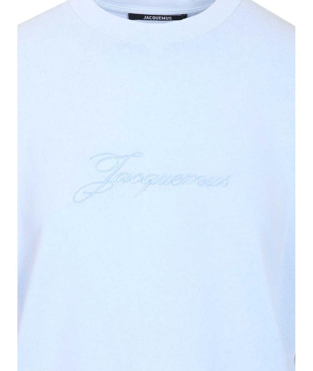 JACQUEMUS Голубая хлопковая футболка, фото 3
