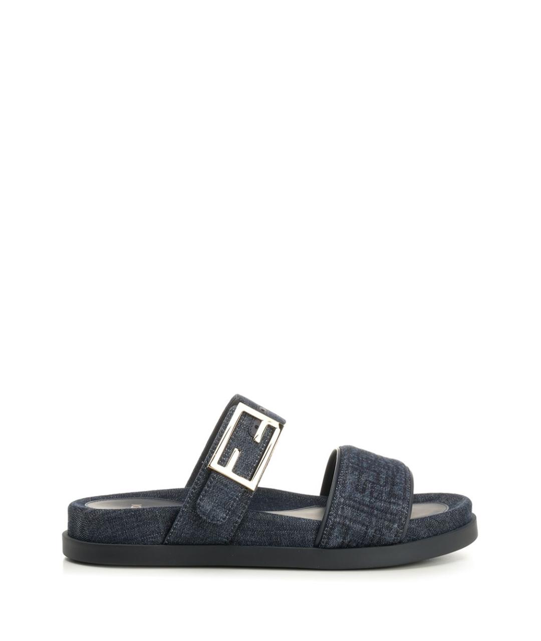 FENDI Синие текстильные сандалии, фото 1