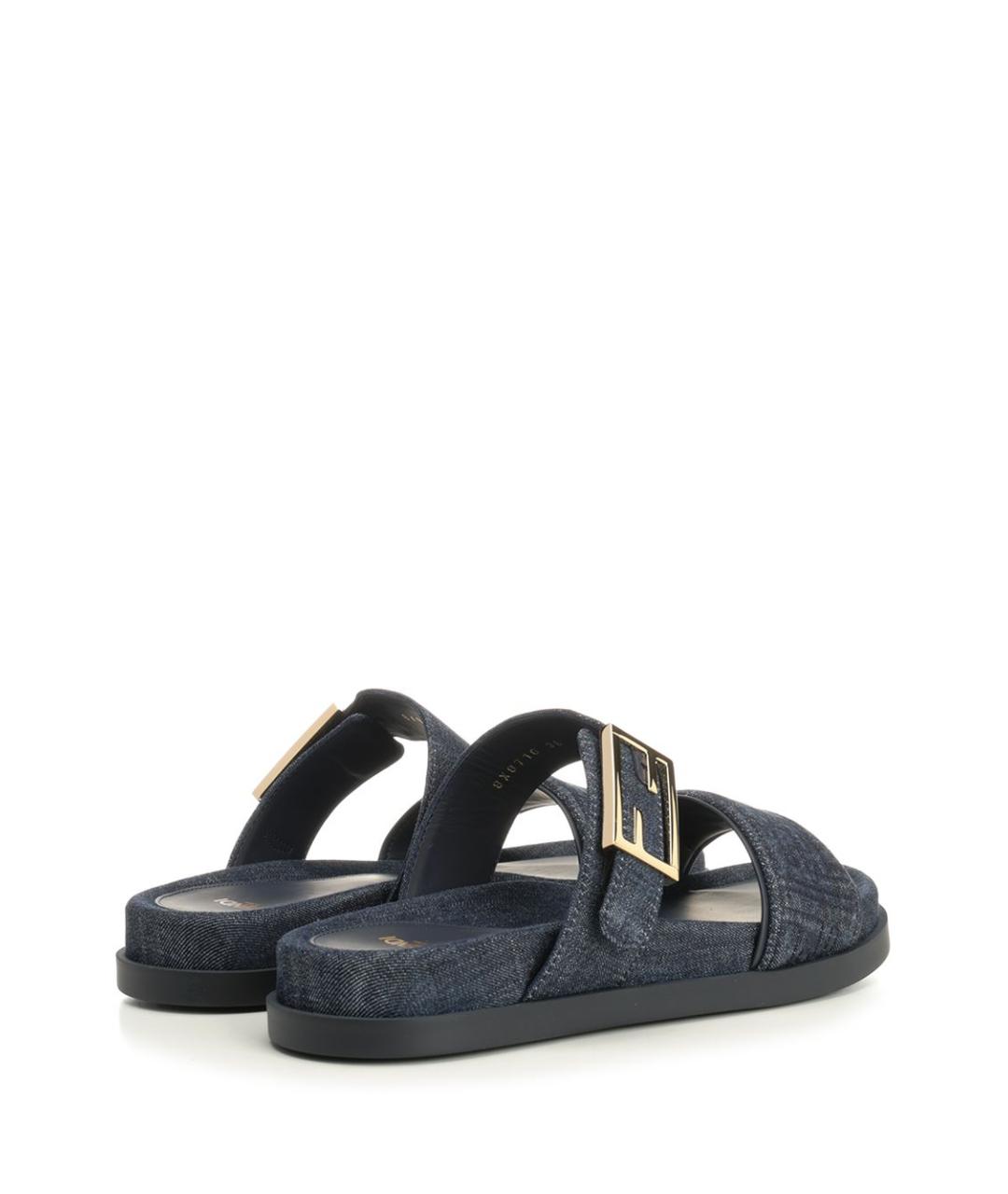 FENDI Синие текстильные сандалии, фото 3