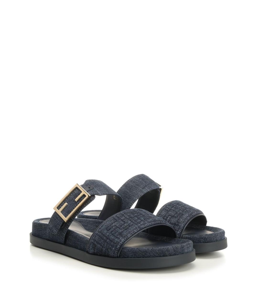 FENDI Синие текстильные сандалии, фото 2