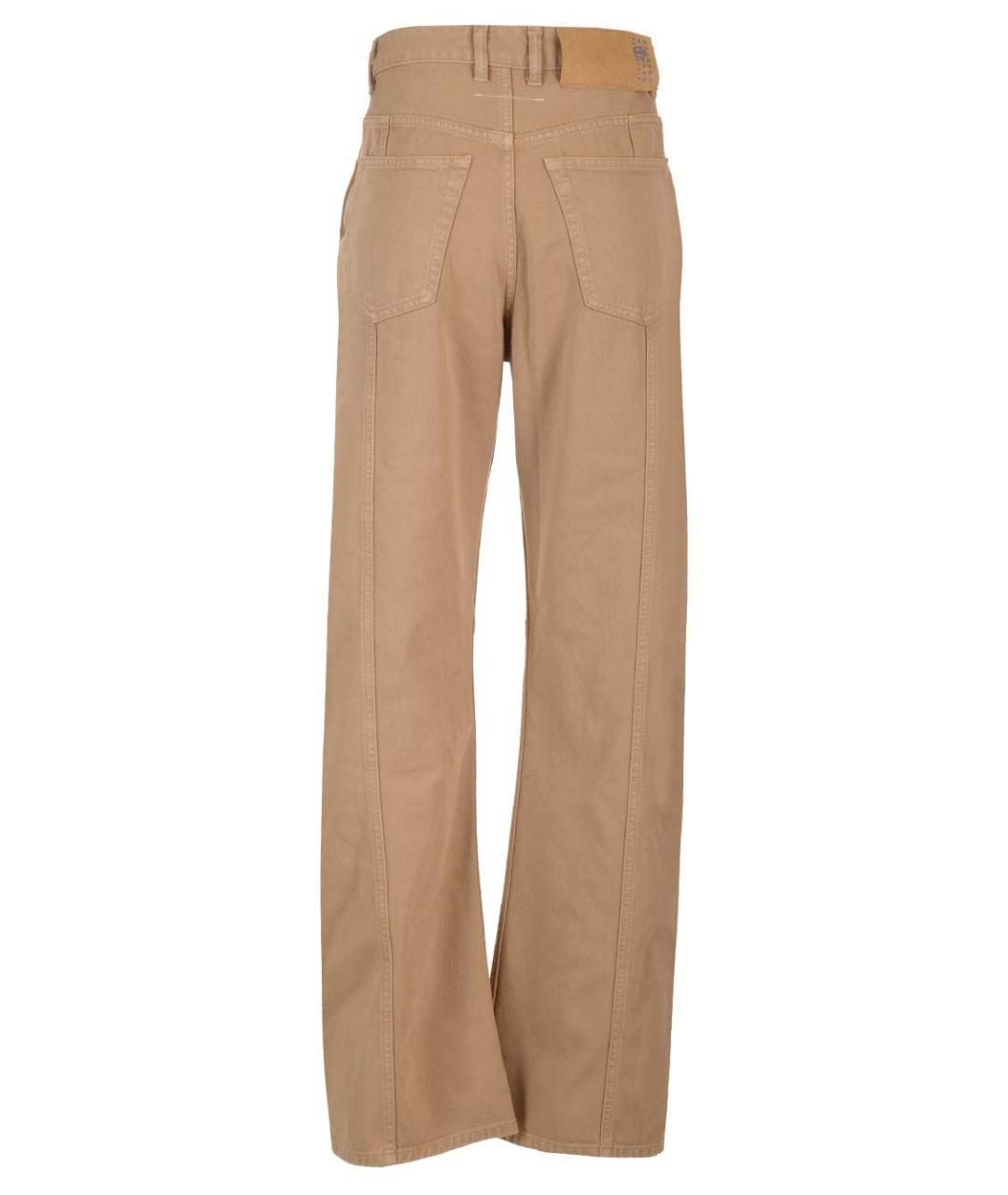 MM6 MAISON MARGIELA Бежевые хлопковые прямые брюки, фото 2