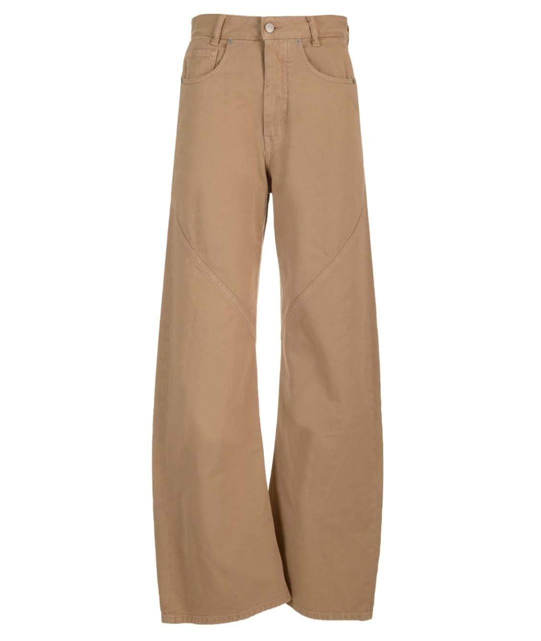 MM6 MAISON MARGIELA Бежевые хлопковые прямые брюки, фото 1