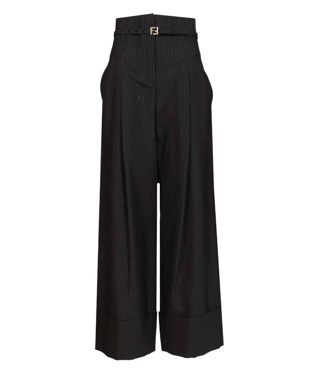 FENDI Черные шерстяные прямые брюки, фото 1