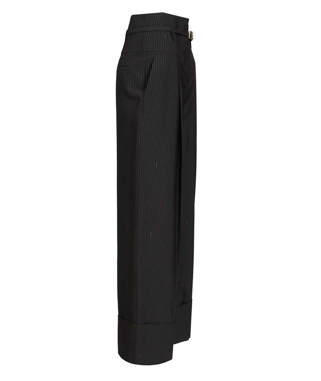 FENDI Черные шерстяные прямые брюки, фото 3