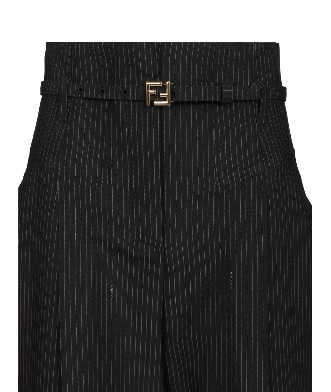 FENDI Черные шерстяные прямые брюки, фото 4