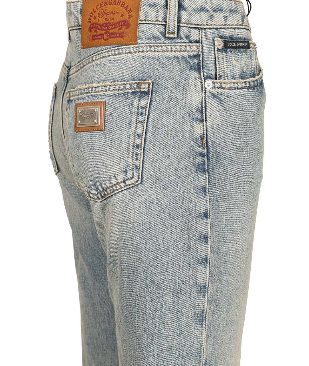 DOLCE&GABBANA Голубые хлопковые прямые джинсы, фото 4