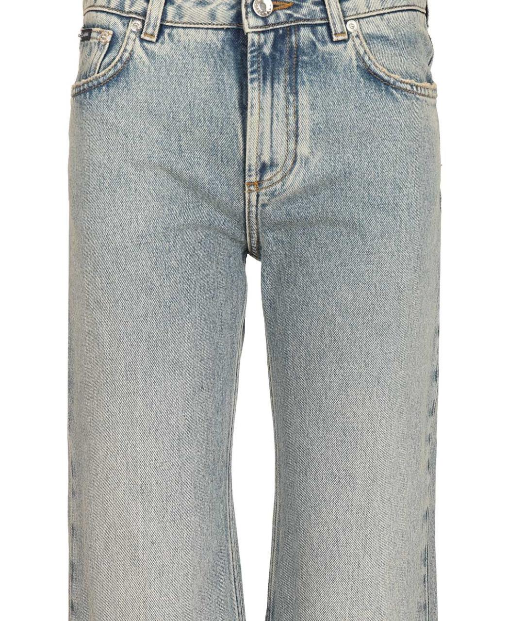 DOLCE&GABBANA Голубые хлопковые прямые джинсы, фото 3