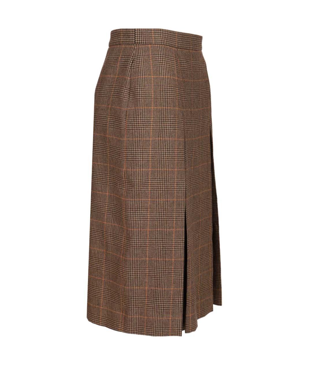 SAINT LAURENT Коричневая шерстяная юбка миди, фото 3