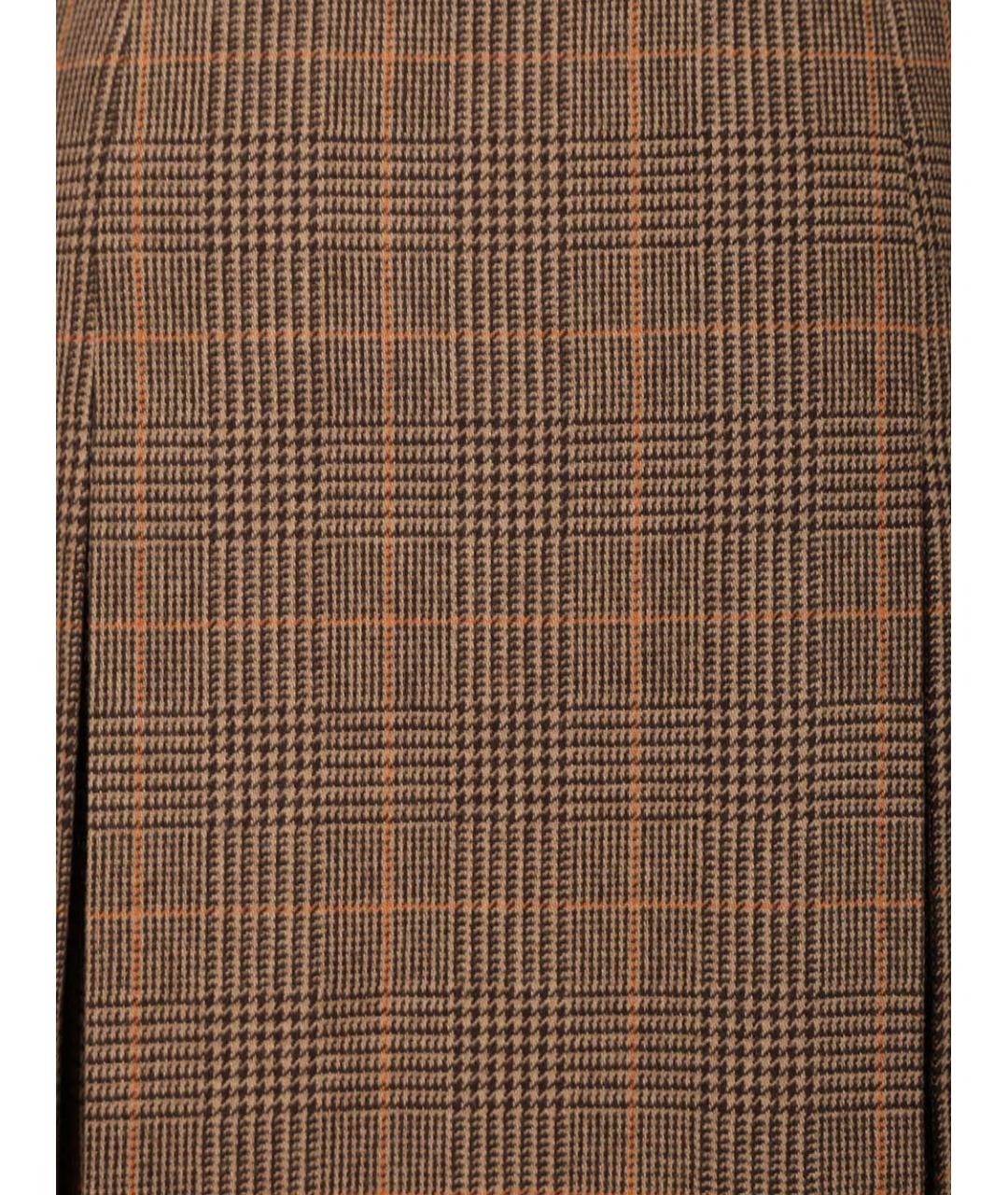 SAINT LAURENT Коричневая шерстяная юбка миди, фото 4