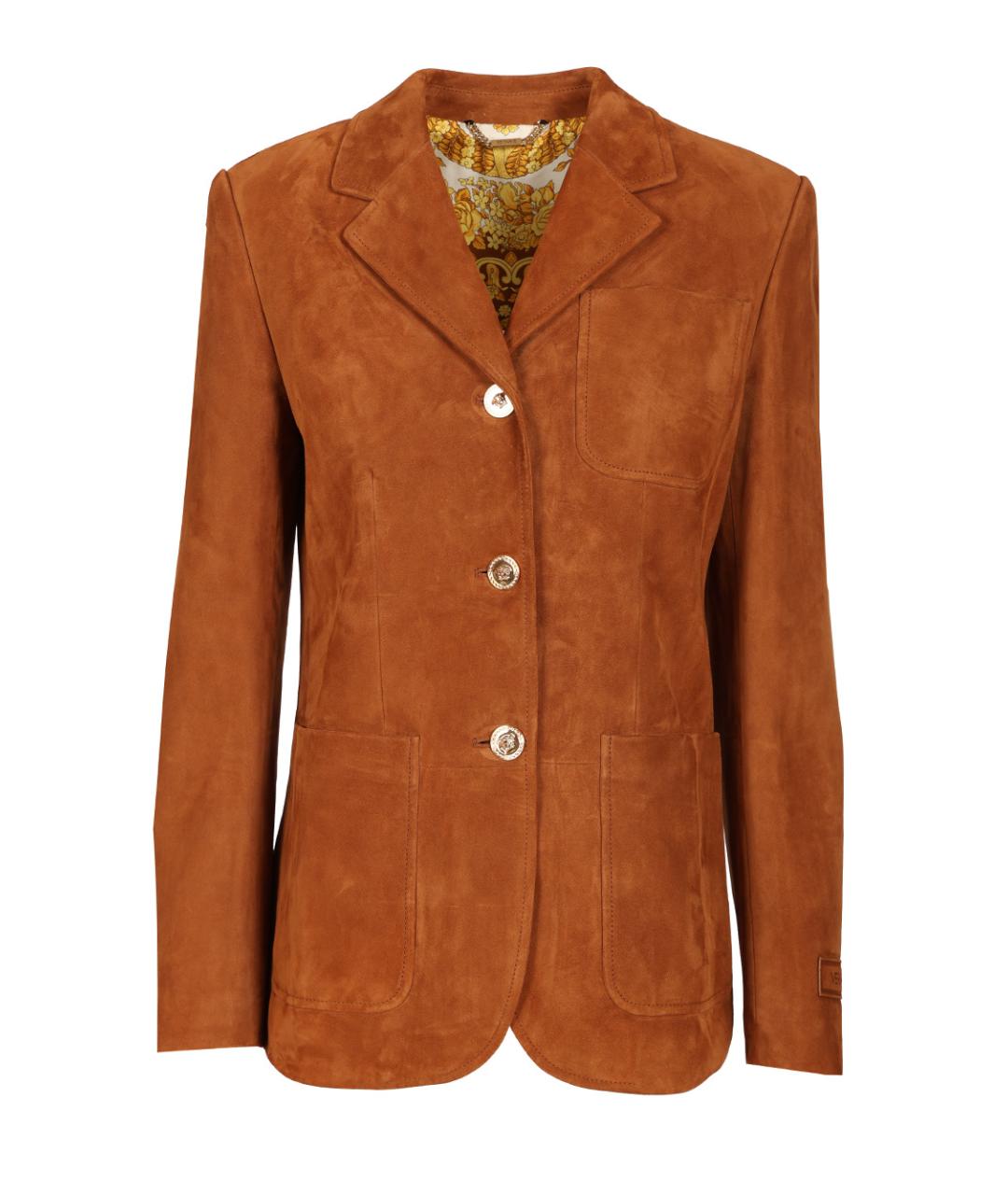 VERSACE Коричневый замшевый жакет/пиджак, фото 1