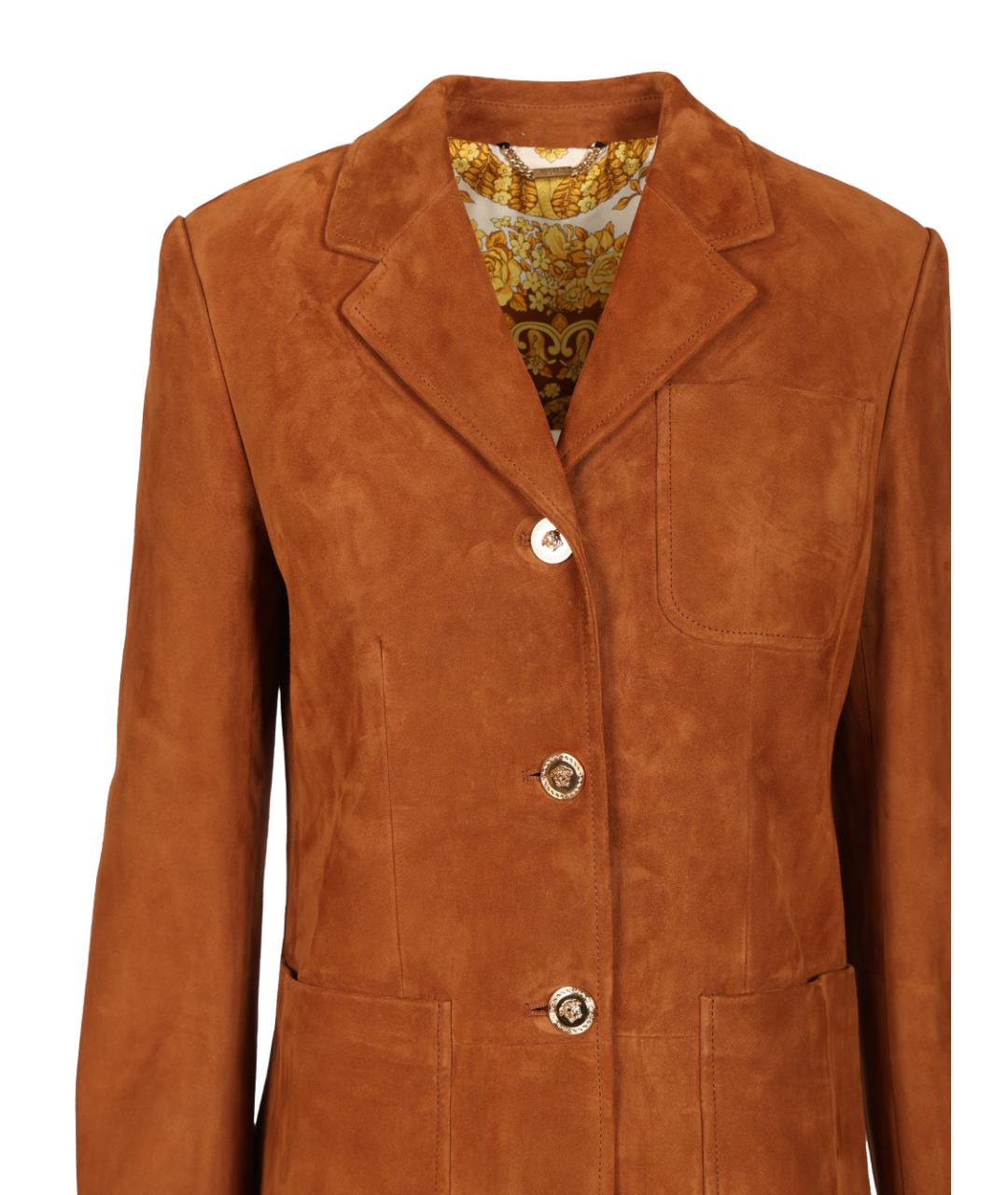 VERSACE Коричневый замшевый жакет/пиджак, фото 4
