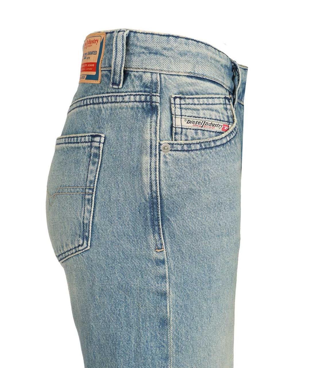 DIESEL Голубые хлопковые прямые джинсы, фото 3