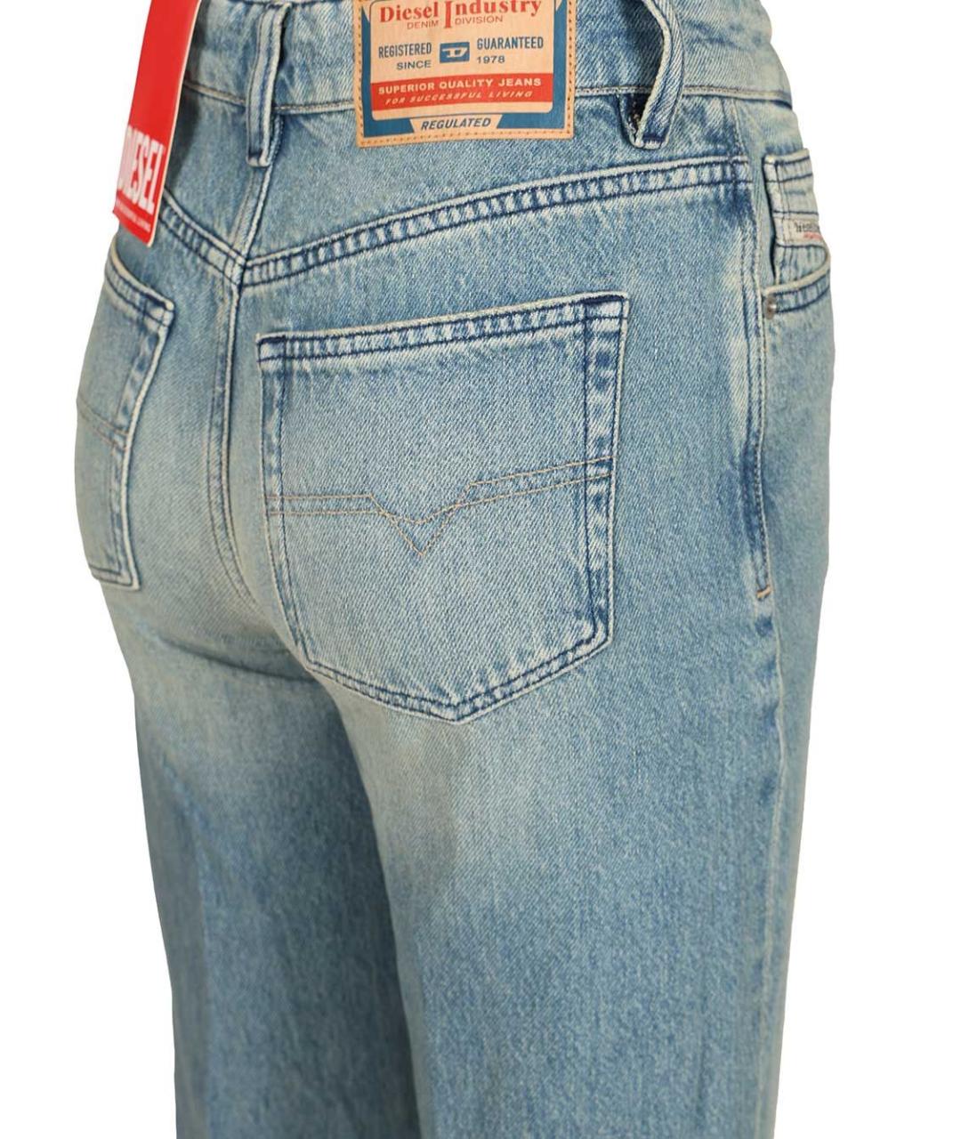 DIESEL Голубые хлопковые прямые джинсы, фото 4