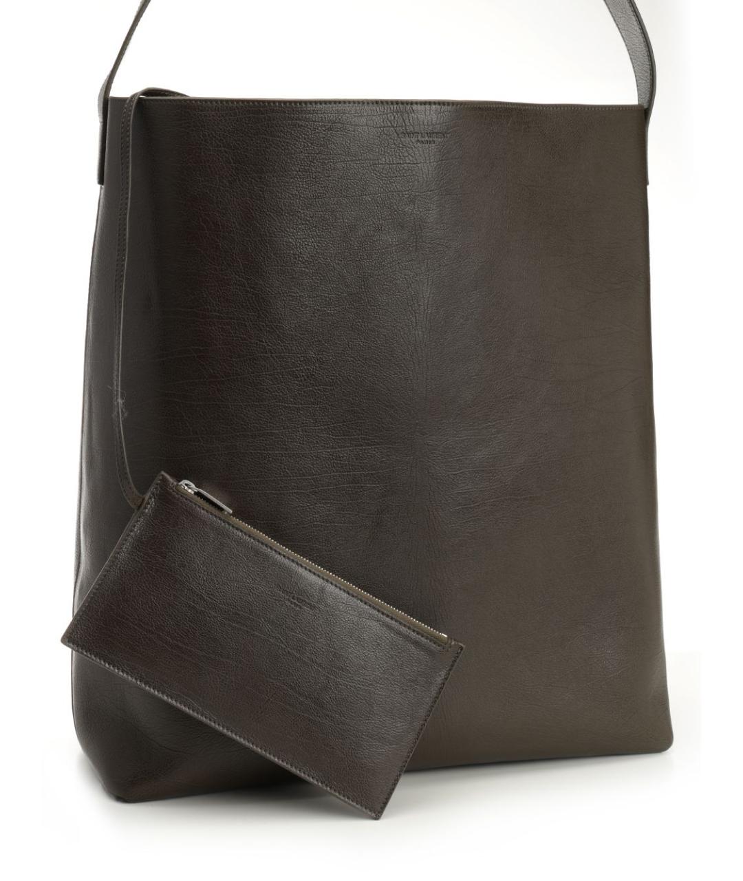 SAINT LAURENT Зеленая кожаная сумка тоут, фото 5