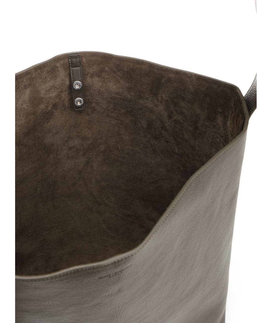 SAINT LAURENT Зеленая кожаная сумка тоут, фото 4