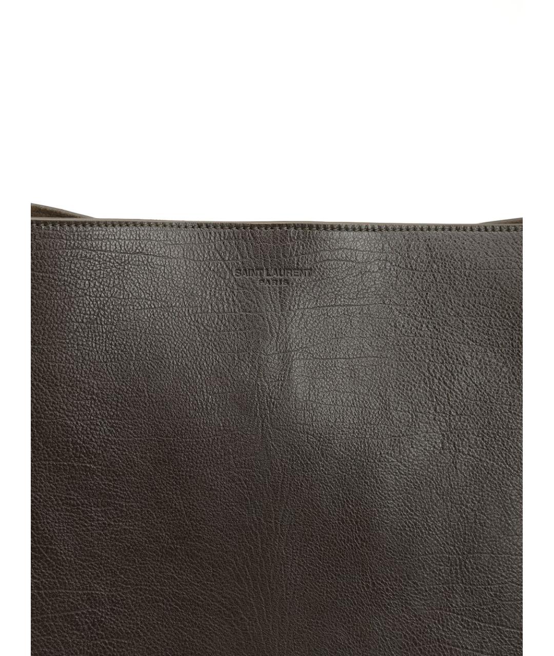 SAINT LAURENT Зеленая кожаная сумка тоут, фото 6