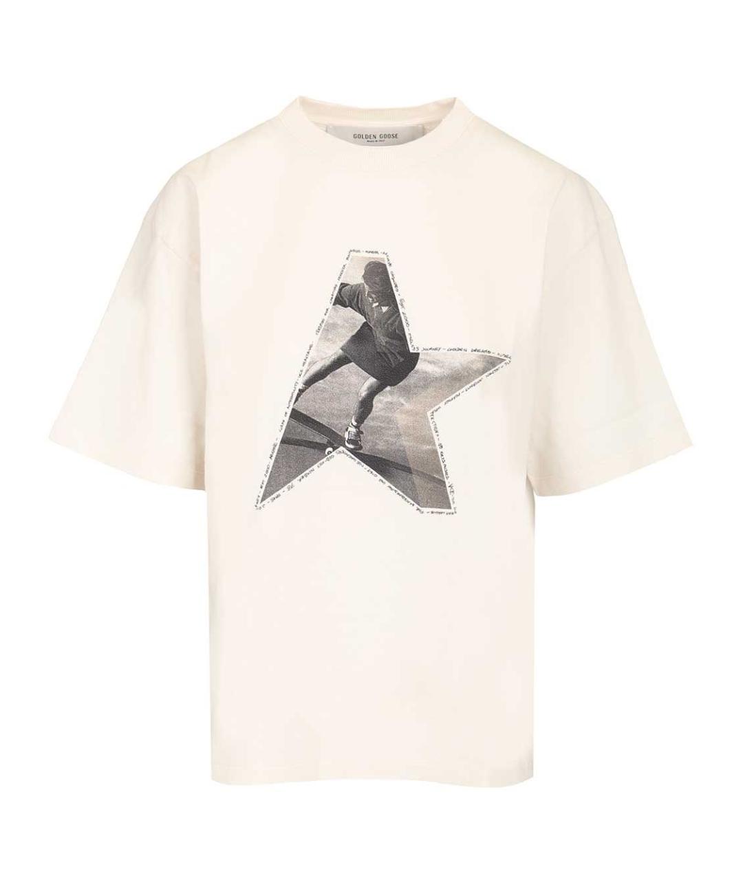 GOLDEN GOOSE DELUXE BRAND Белая хлопковая футболка, фото 1