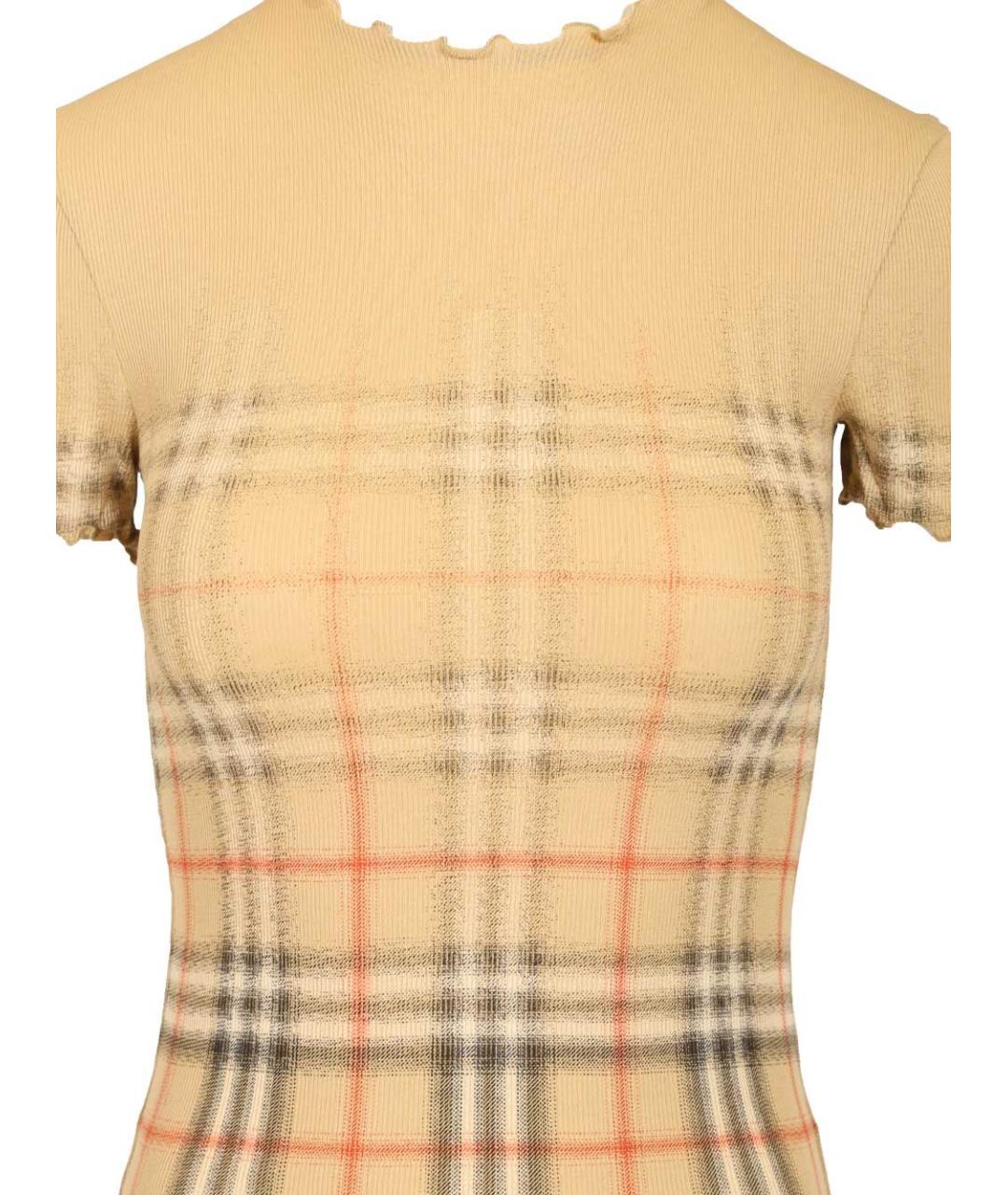 BURBERRY Бежевая хлопковая футболка, фото 4