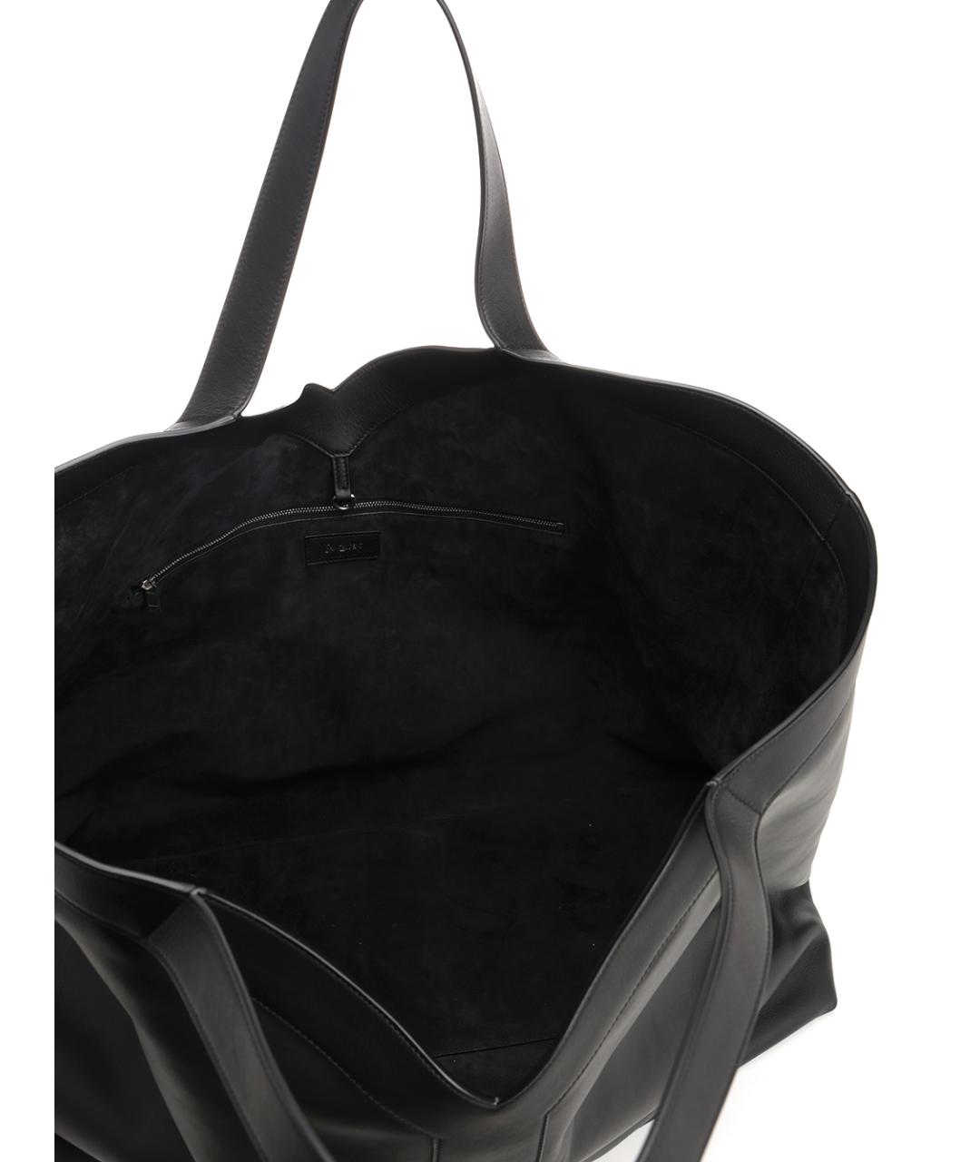 SAINT LAURENT Черная кожаная сумка тоут, фото 4