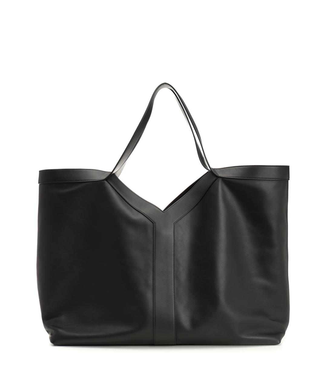 SAINT LAURENT Черная кожаная сумка тоут, фото 1