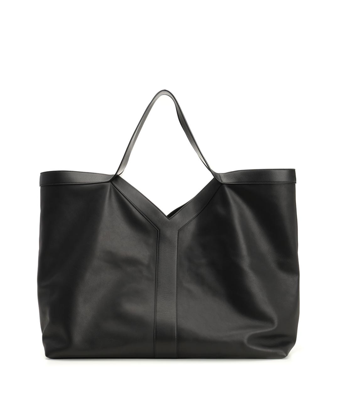 SAINT LAURENT Черная кожаная сумка тоут, фото 3