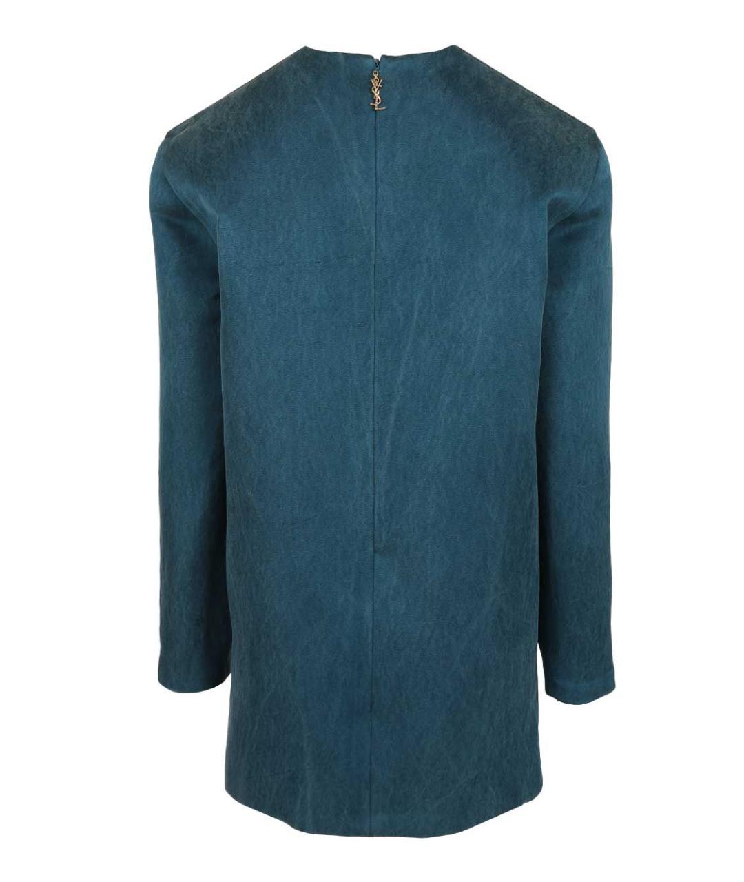 SAINT LAURENT Синее шелковое коктейльное платье, фото 2