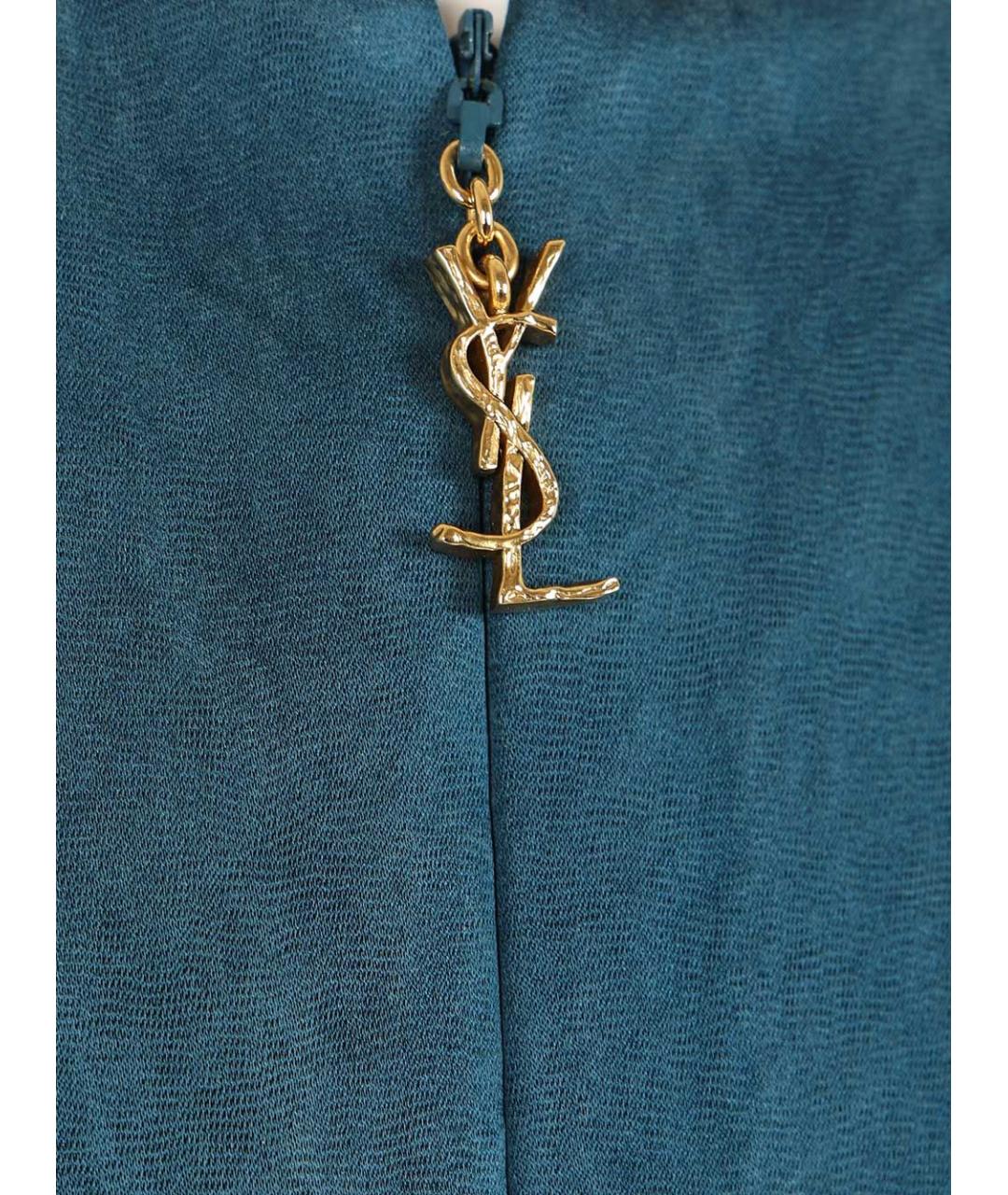 SAINT LAURENT Синее шелковое коктейльное платье, фото 5
