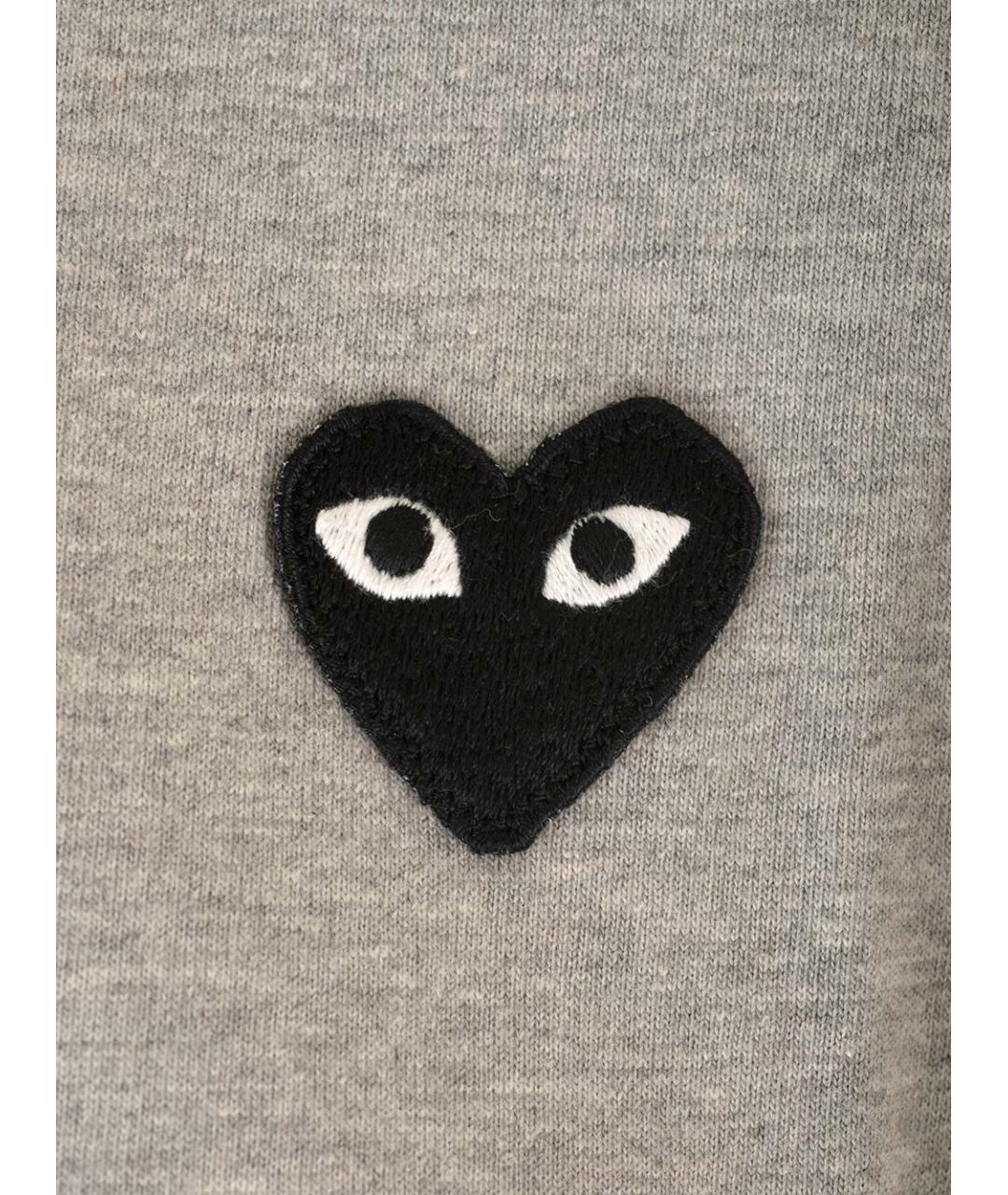 COMME DES GARÇONS PLAY Серая хлопковая футболка, фото 3