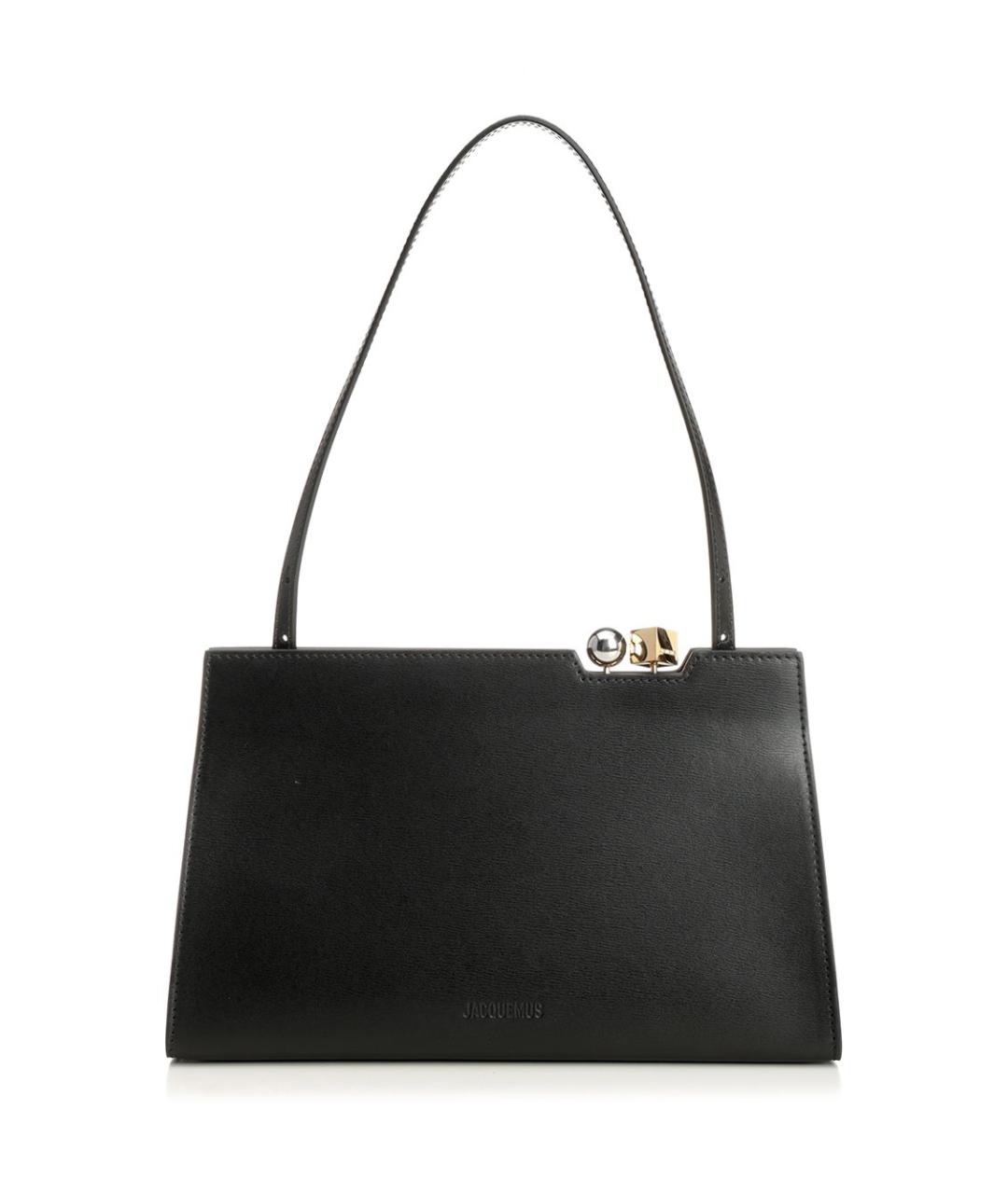 JACQUEMUS Черная кожаная сумка через плечо, фото 1