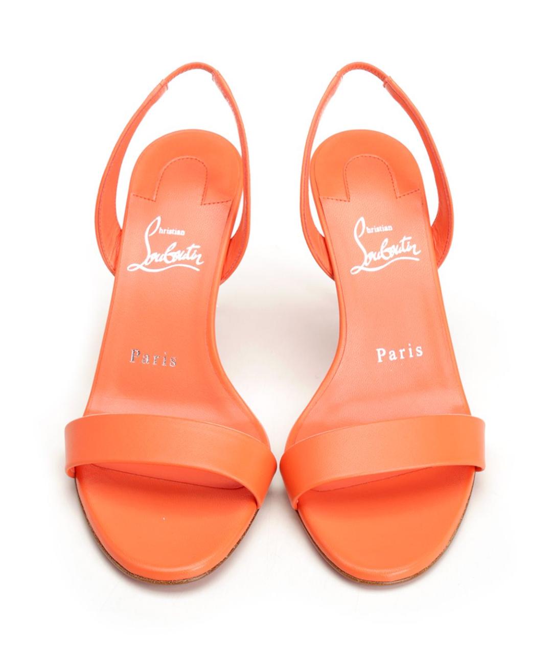 CHRISTIAN LOUBOUTIN Оранжевое кожаные сандалии, фото 5