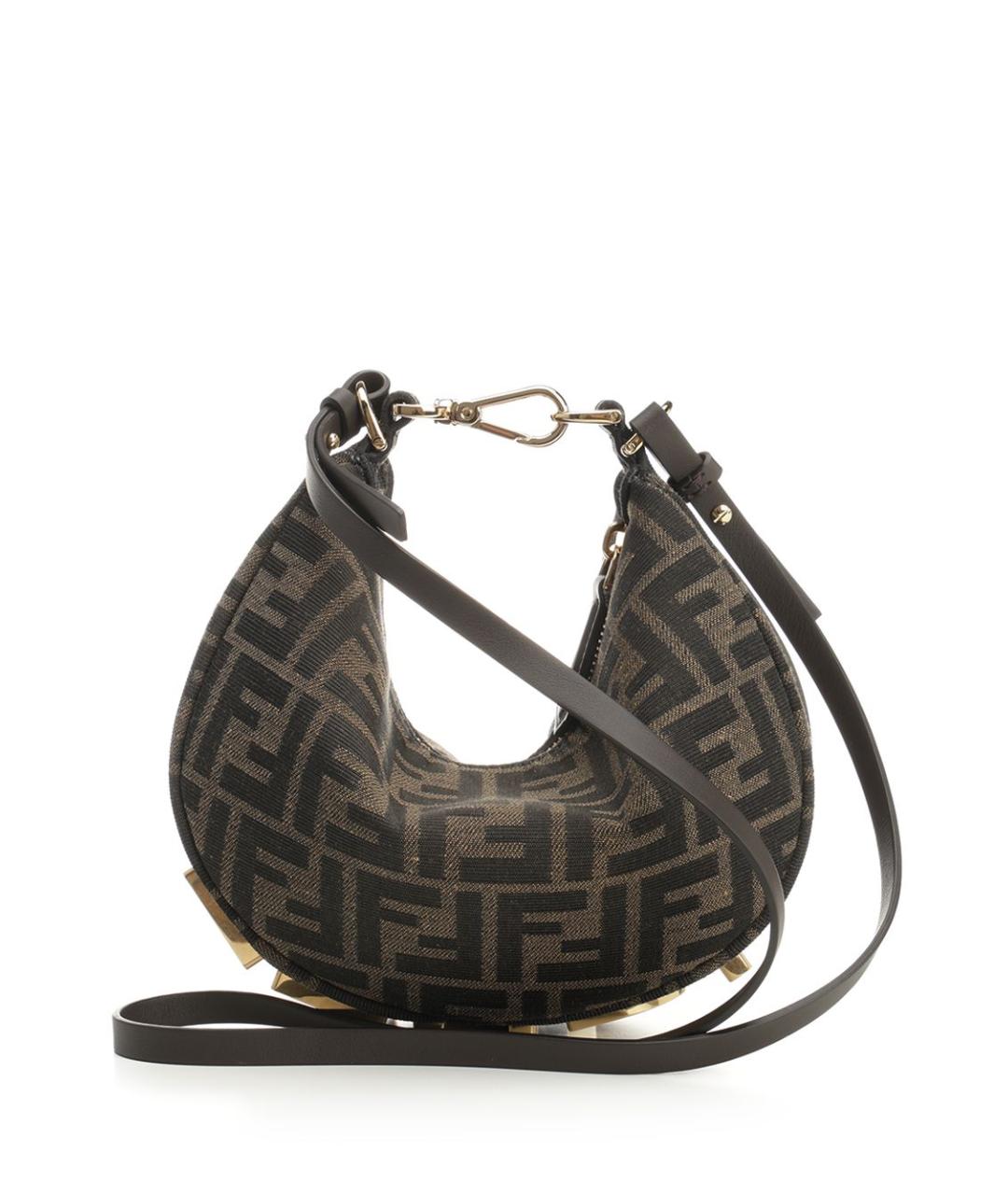 FENDI Коричневая жаккардовая сумка через плечо, фото 3