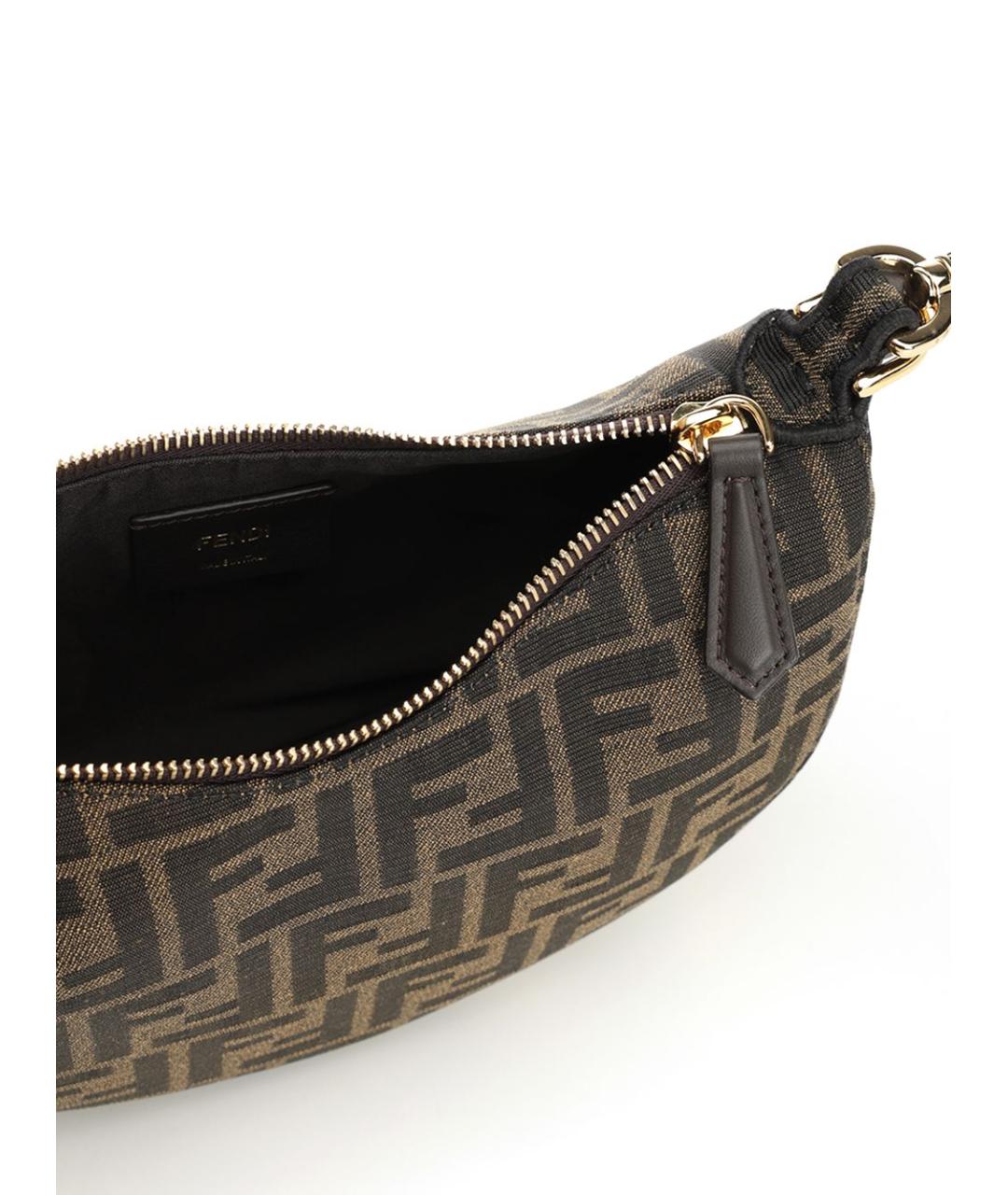 FENDI Коричневая жаккардовая сумка через плечо, фото 4