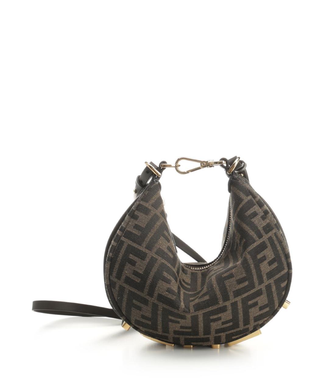 FENDI Коричневая жаккардовая сумка через плечо, фото 1