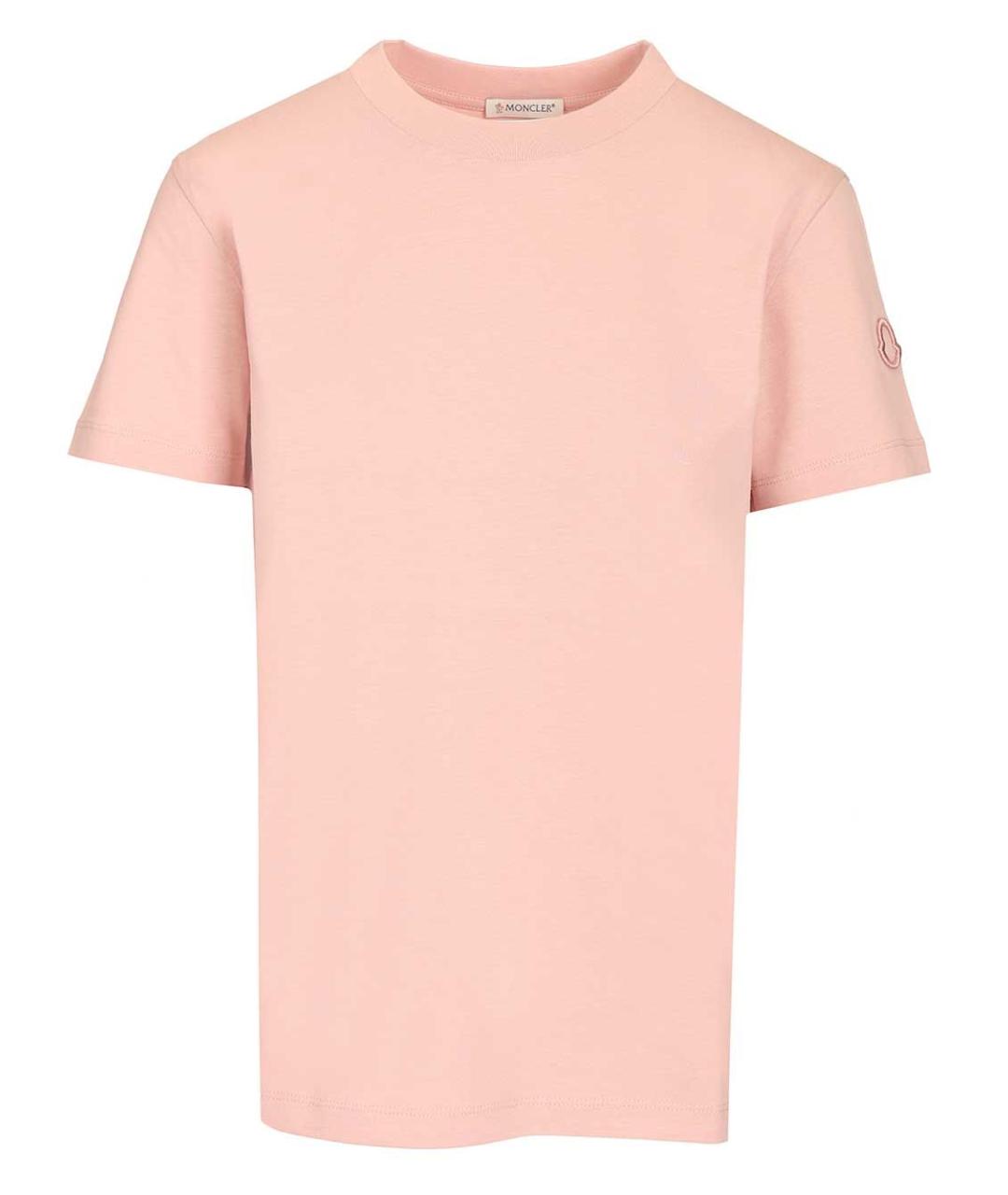 MONCLER Розовая хлопковая футболка, фото 1