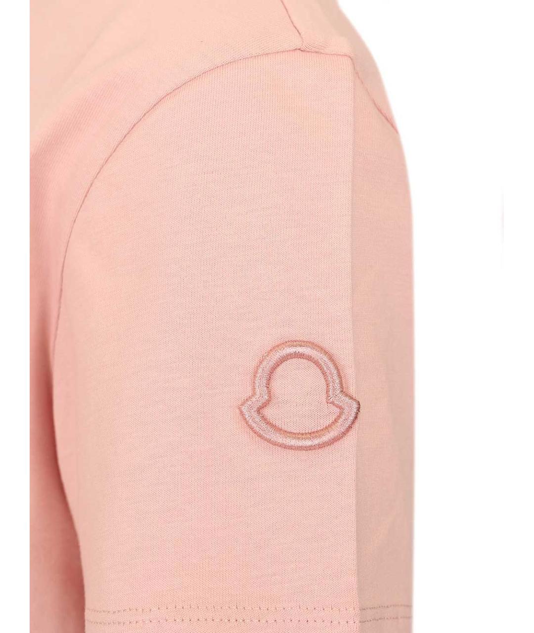 MONCLER Розовая хлопковая футболка, фото 3