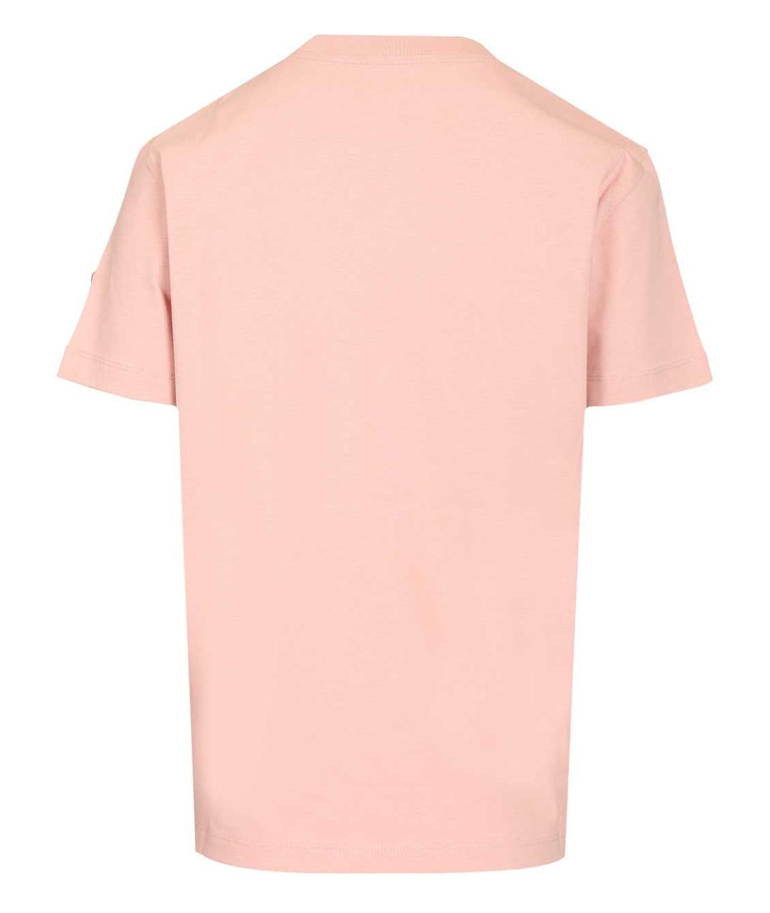 MONCLER Розовая хлопковая футболка, фото 2