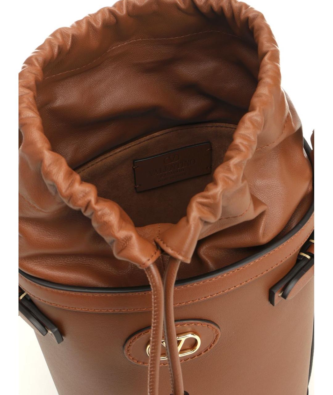 VALENTINO Коричневая кожаная сумка через плечо, фото 4