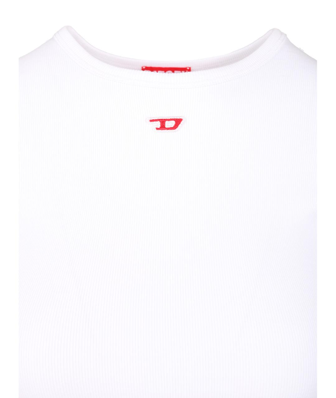 DIESEL Белая хлопко-эластановая футболка, фото 4